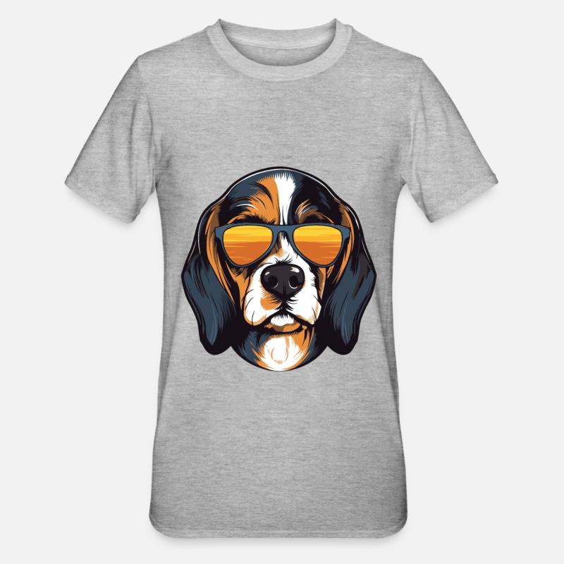 Beagle Dog Cool Head Party - T-shirt polycoton Unisexe - gris chiné