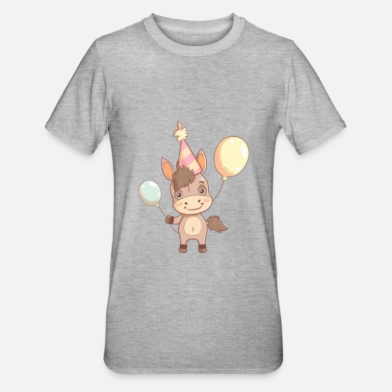 Bande dessinée d’anniversaire d’âne - T-shirt polycoton Unisexe - gris chiné