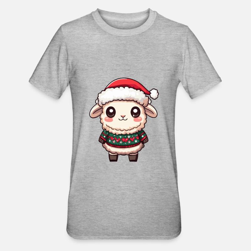 Schaf Weihnachten Comic - Unisex Polycotton T-Shirt - Grau meliert
