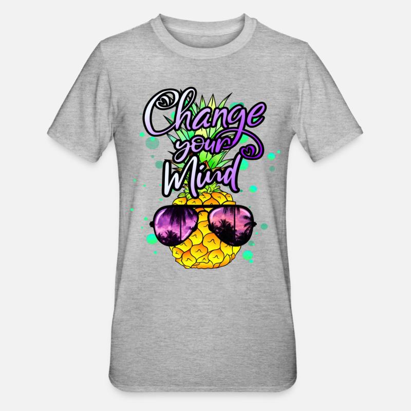 coole Ananas Change your Mind - Unisex Polycotton T-Shirt - Grau meliert