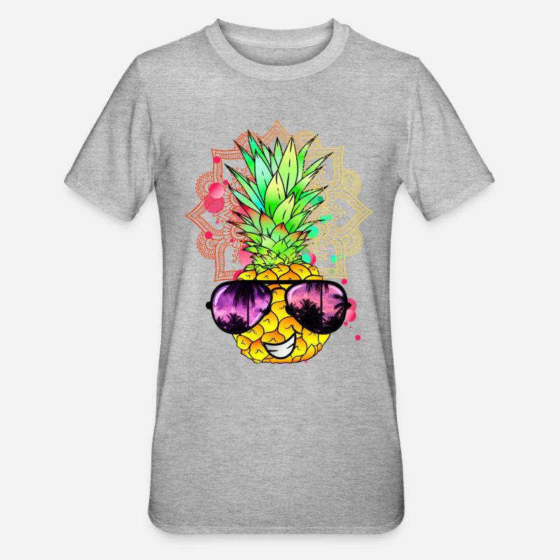 Pineapple Mandala - Unisex Polycotton T-Shirt - heather grey
