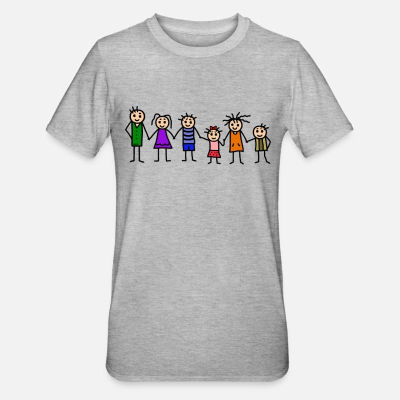 Famille avec beaucoup d'enfants - T-shirt polycoton Unisexe - gris chiné