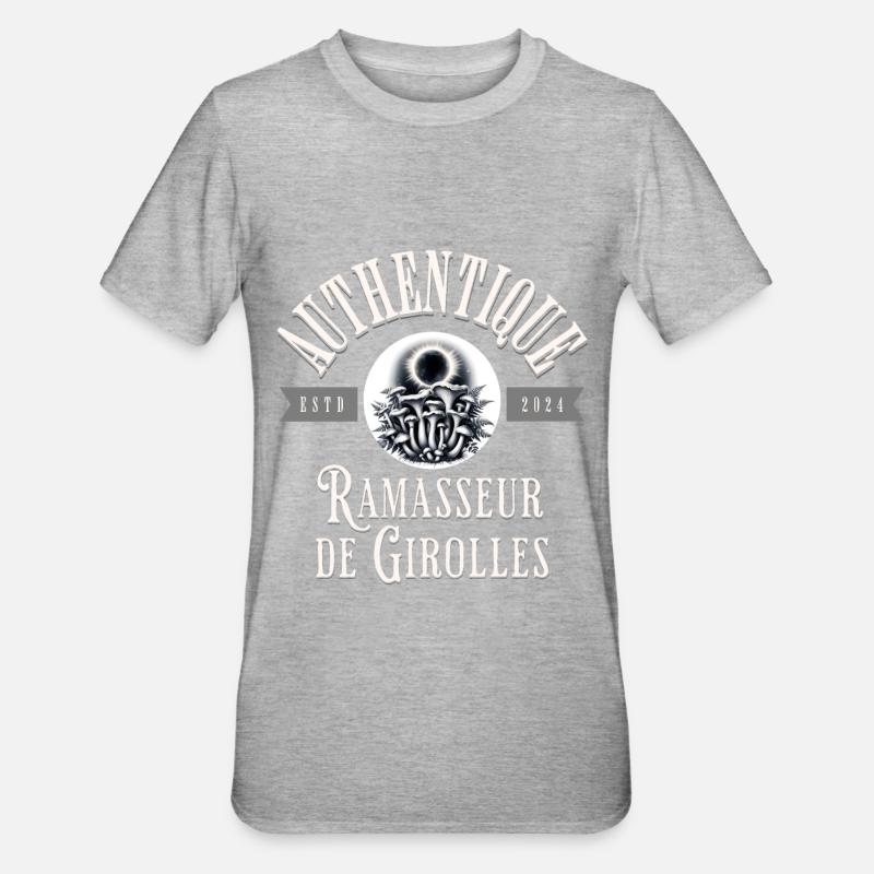 Authentique ramasseur de girolles - T-shirt polycoton Unisexe - gris chiné