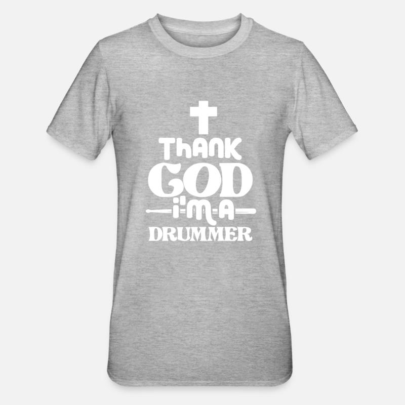 Percussion Jésus-Christ Batteur Cadeau - T-shirt polycoton Unisexe - gris chiné