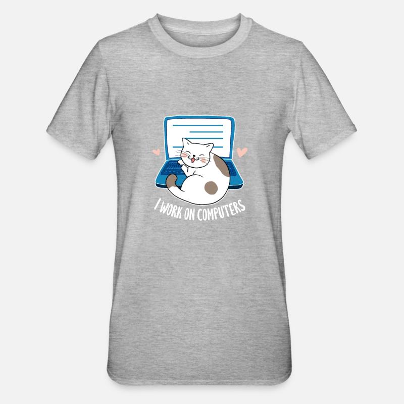 Ordinateur - T-shirt polycoton Unisexe - gris chiné