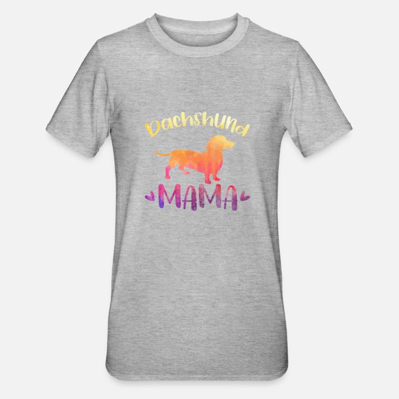 Teckel Maman - T-shirt polycoton Unisexe - gris chiné