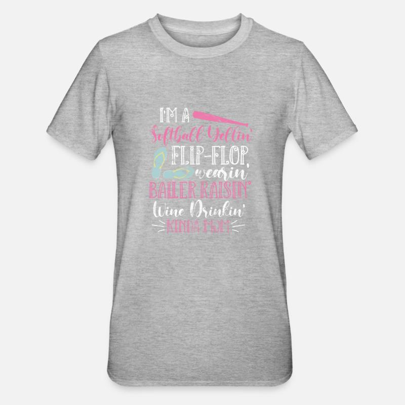 Softball Mutter - Unisex Polycotton T-Shirt - Grau meliert