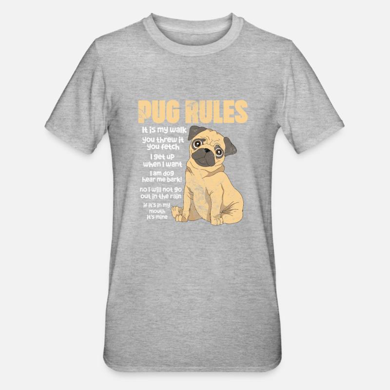 Mops - Unisex Polycotton T-Shirt - Grau meliert