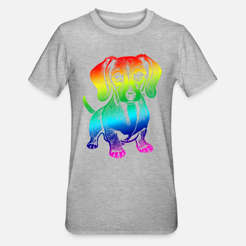 Teckel, mon fidèle compagnon - chiot - T-shirt polycoton Unisexe - gris chiné