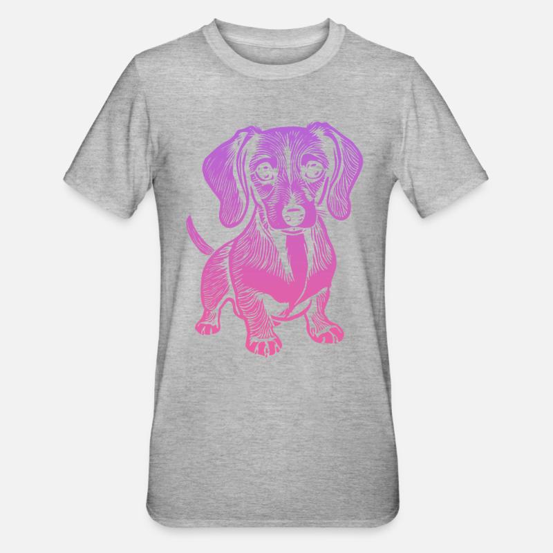 Teckel, mon fidèle compagnon - chiot - T-shirt polycoton Unisexe - gris chiné
