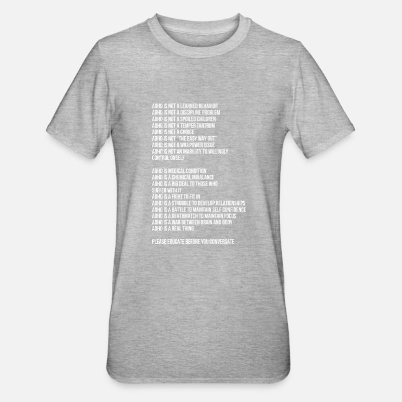 ADHD ADHD Attention Deficit Gift - Unisex Polycotton T-Shirt - heather grey