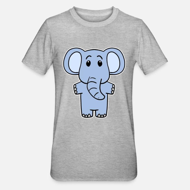 Mignon petit éléphant - T-shirt polycoton Unisexe - gris chiné