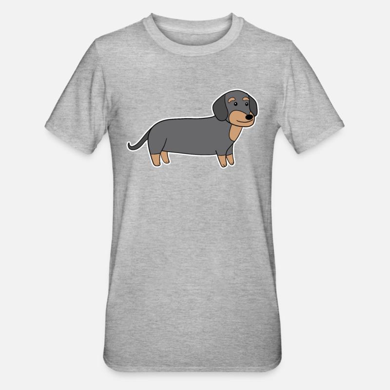 Dackel Dachshund Teckel - T-shirt polycoton Unisexe - gris chiné