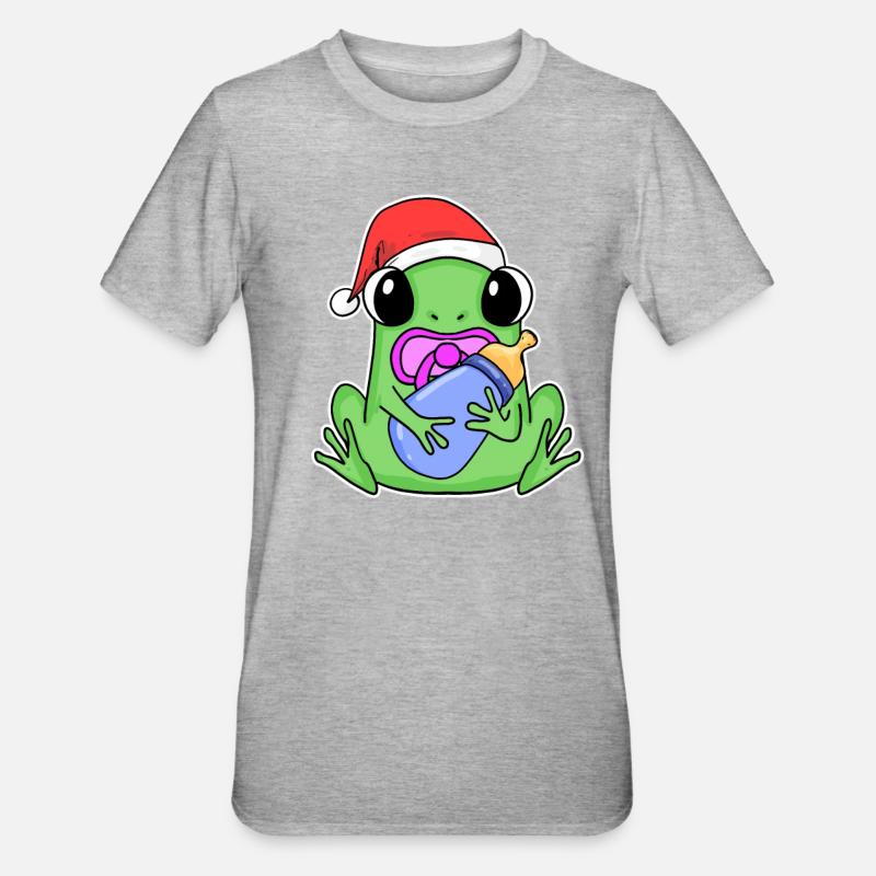 Grenouille bébé Noël - T-shirt polycoton Unisexe - gris chiné