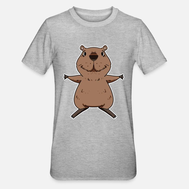 Capybara - T-shirt polycoton Unisexe - gris chiné