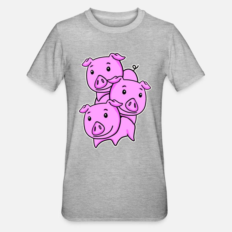 Cochons Cochon Cochon - T-shirt polycoton Unisexe - gris chiné