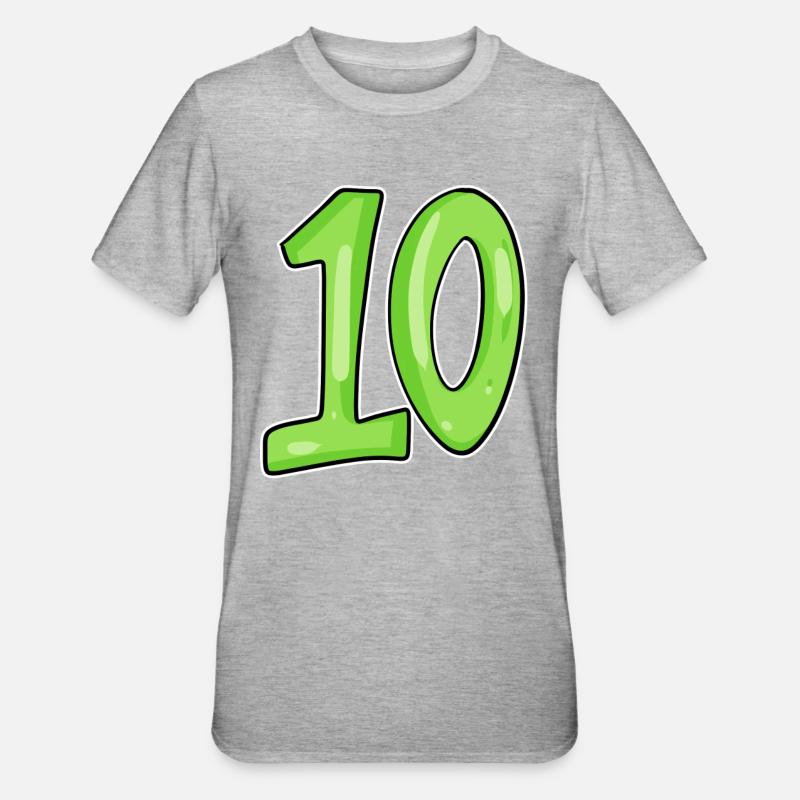 Dix numéros 10 Nombre - T-shirt polycoton Unisexe - gris chiné