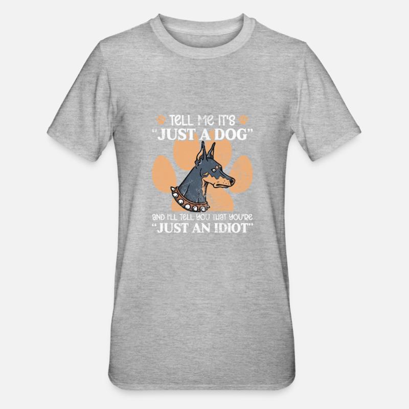 Dobermann - Unisex Polycotton T-Shirt - Grau meliert