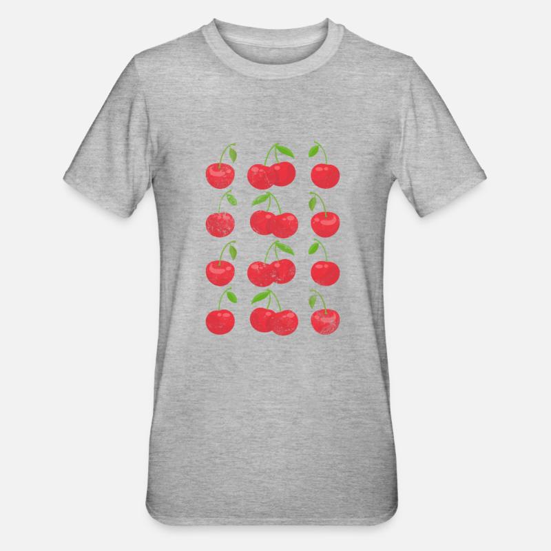 Kirsche - Unisex Polycotton T-Shirt - Grau meliert