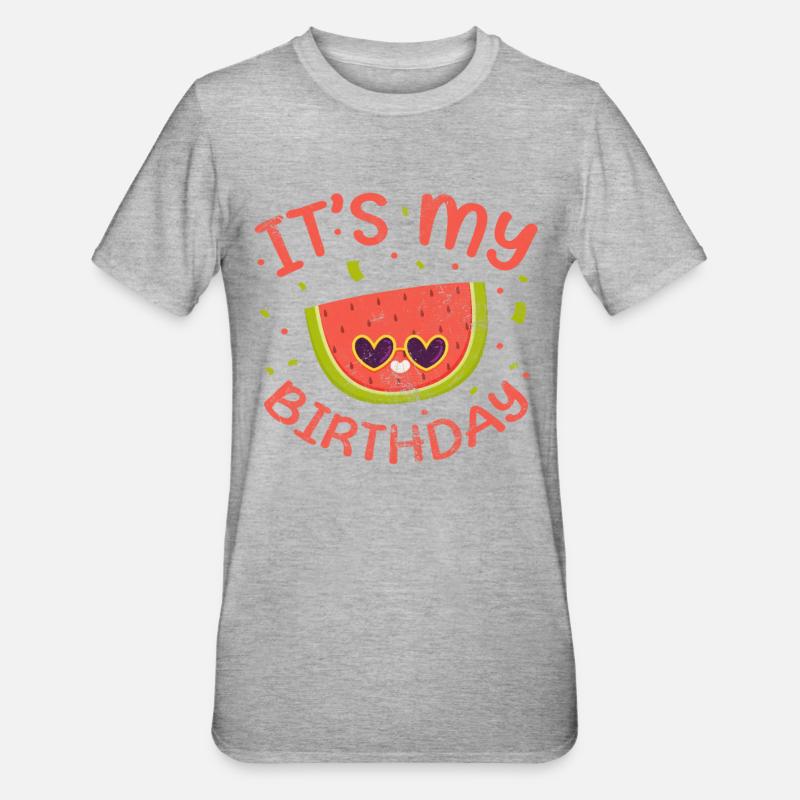Wassermelone - Unisex Polycotton T-Shirt - Grau meliert