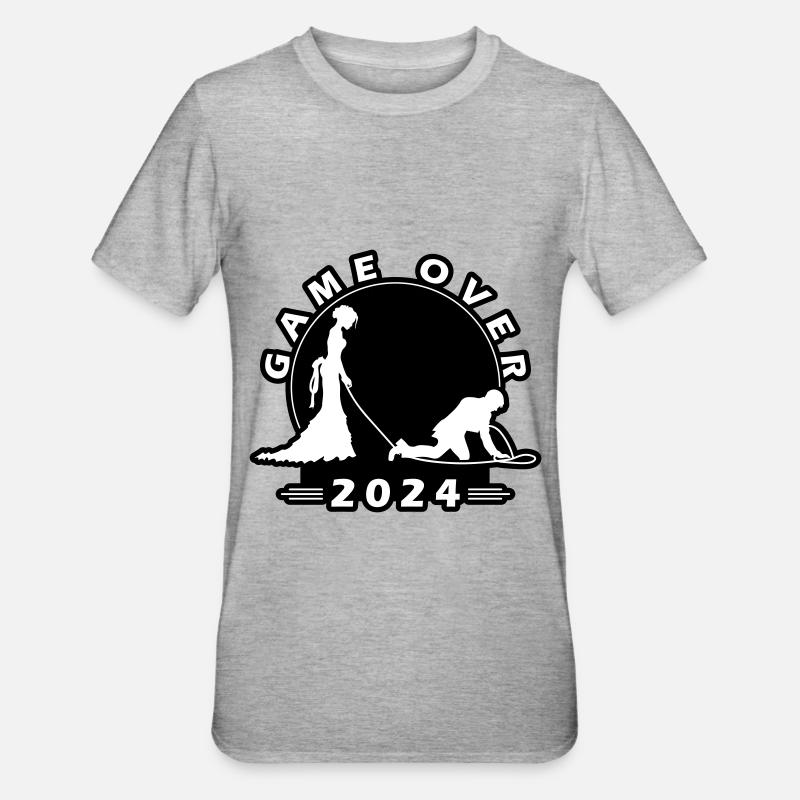 Mariage Game Over 2024 - T-shirt polycoton Unisexe - gris chiné