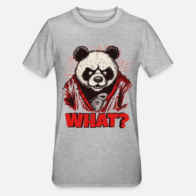 Wütender Pandabär - Unisex Polycotton T-Shirt - Grau meliert