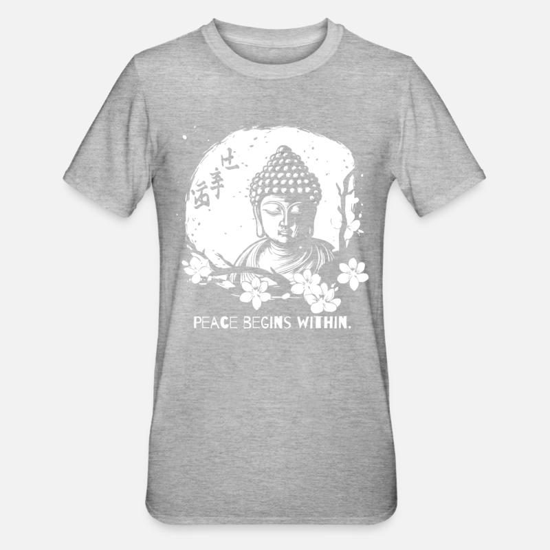 Peace begins within - Buddha - Unisex Polycotton T-Shirt - heather grey