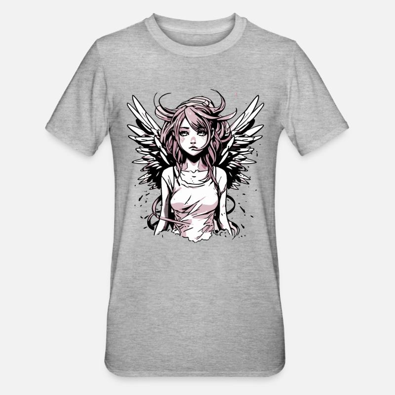 Modernes Engel Mädchen - Unisex Polycotton T-Shirt - Grau meliert