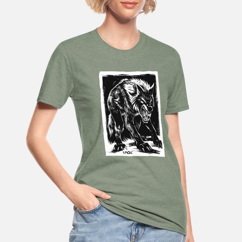 Böser Horror-Werwolf oder Wolf Unisex Polycotton T-Shirt