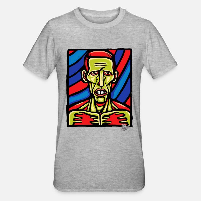 Art abstrait d’un zombie - T-shirt polycoton Unisexe - gris chiné