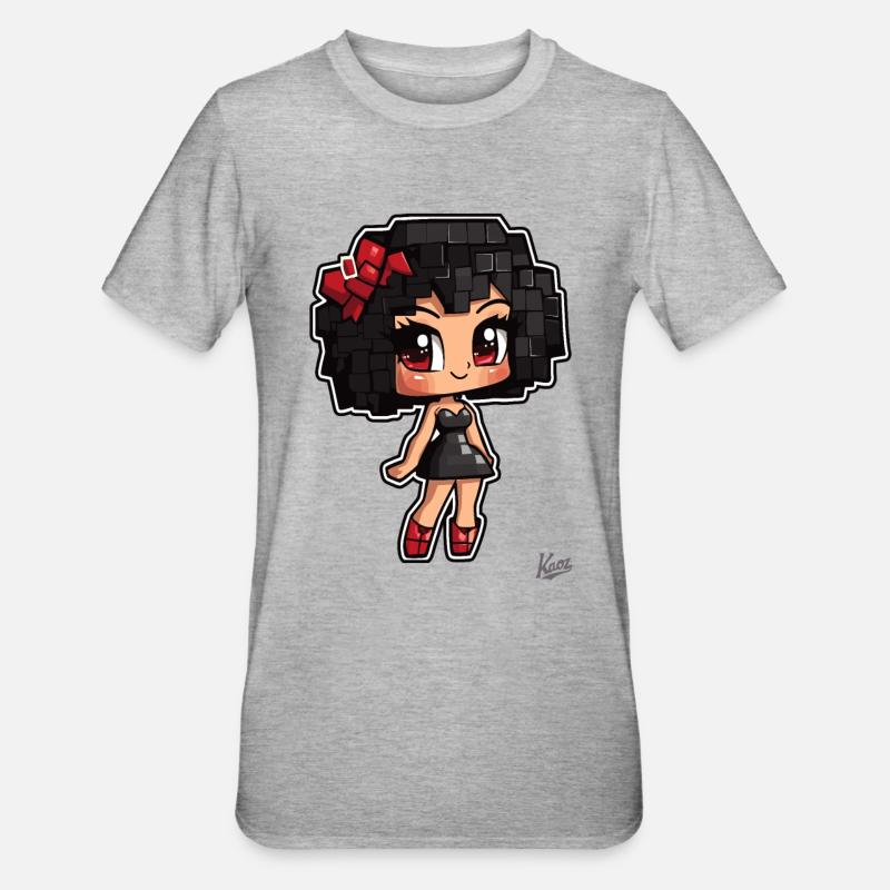 Pixel Chibi : Mignonne Burlesque Babe - T-shirt polycoton Unisexe - gris chiné