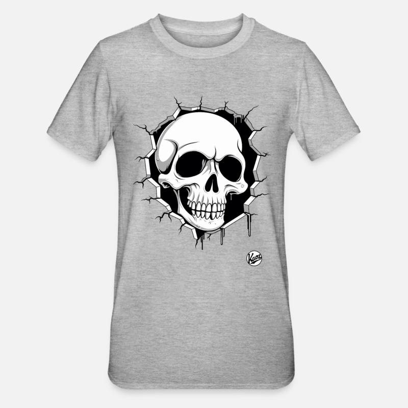 Crâne perçant le mur - T-shirt polycoton Unisexe - gris chiné