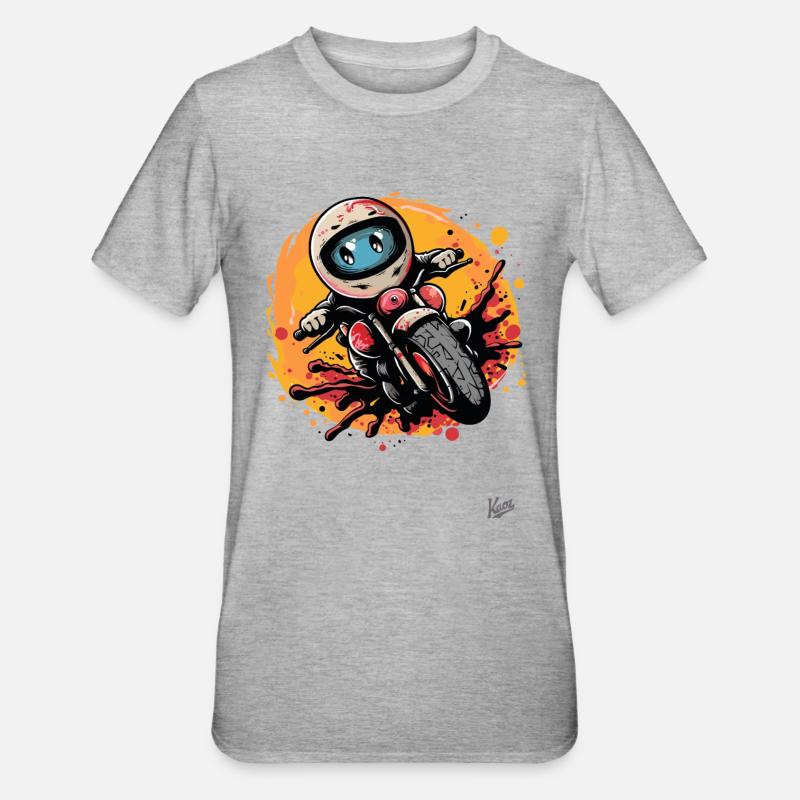 Süßes Motorrad-Comic - Unisex Polycotton T-Shirt - Grau meliert