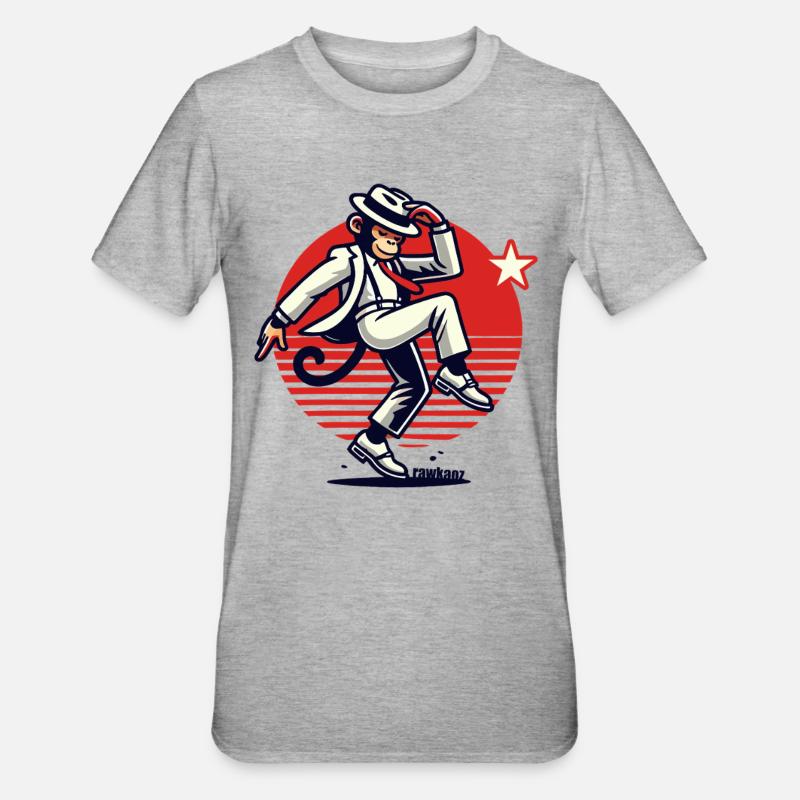 Moonwalk-Monkey Affentanz Affe - Unisex Polycotton T-Shirt - Grau meliert