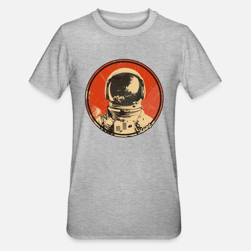 Conception spatiale rétro astronaute - T-shirt polycoton Unisexe - gris chiné