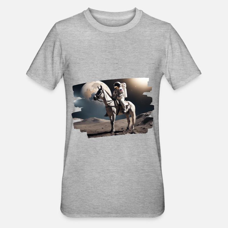 Astronaute à cheval dans l’espace - T-shirt polycoton Unisexe - gris chiné