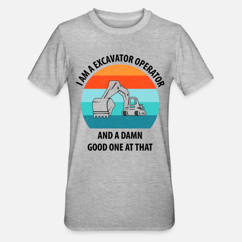Bagger Baggerfahrer Baggerwagen - Unisex Polycotton T-Shirt - Grau meliert