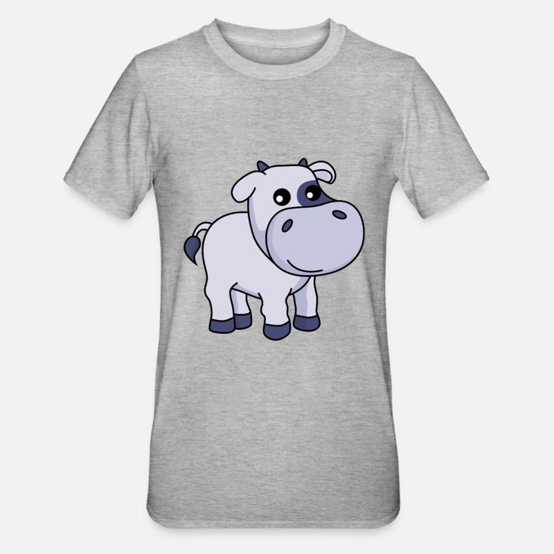 Kuh Comic Tier - Unisex Polycotton T-Shirt - Grau meliert