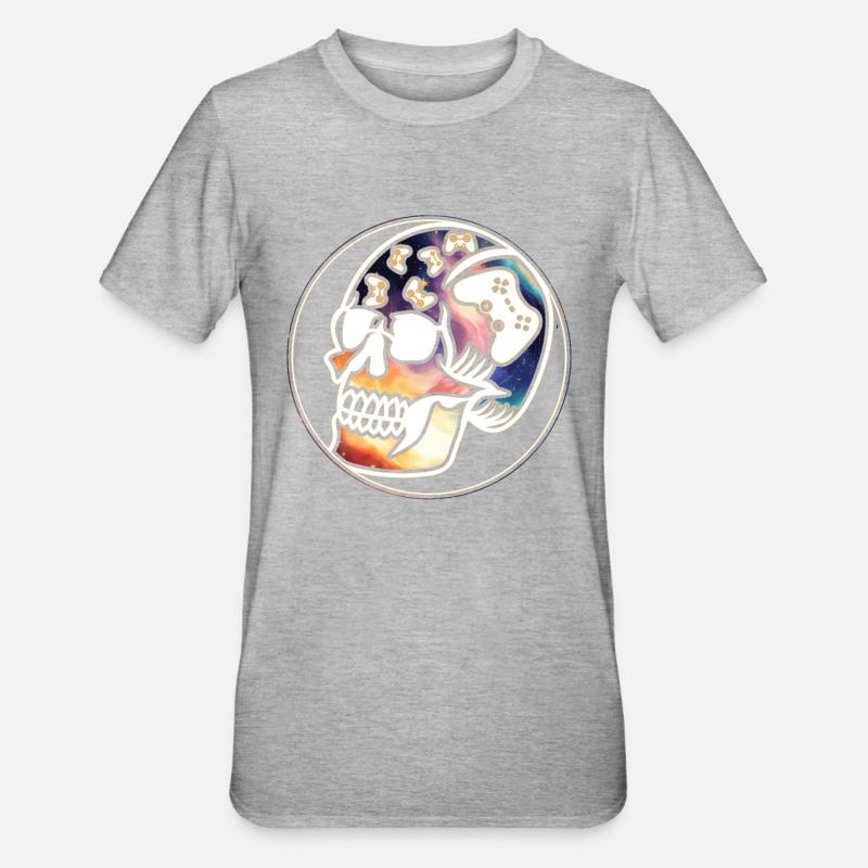Play Controller Gamingschädel Controller - Unisex Polycotton T-Shirt - Grau meliert
