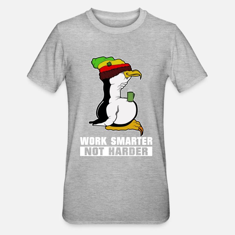 Pause café pingouin Linux Rasta Informatik PC Nerd - T-shirt polycoton Unisexe - gris chiné