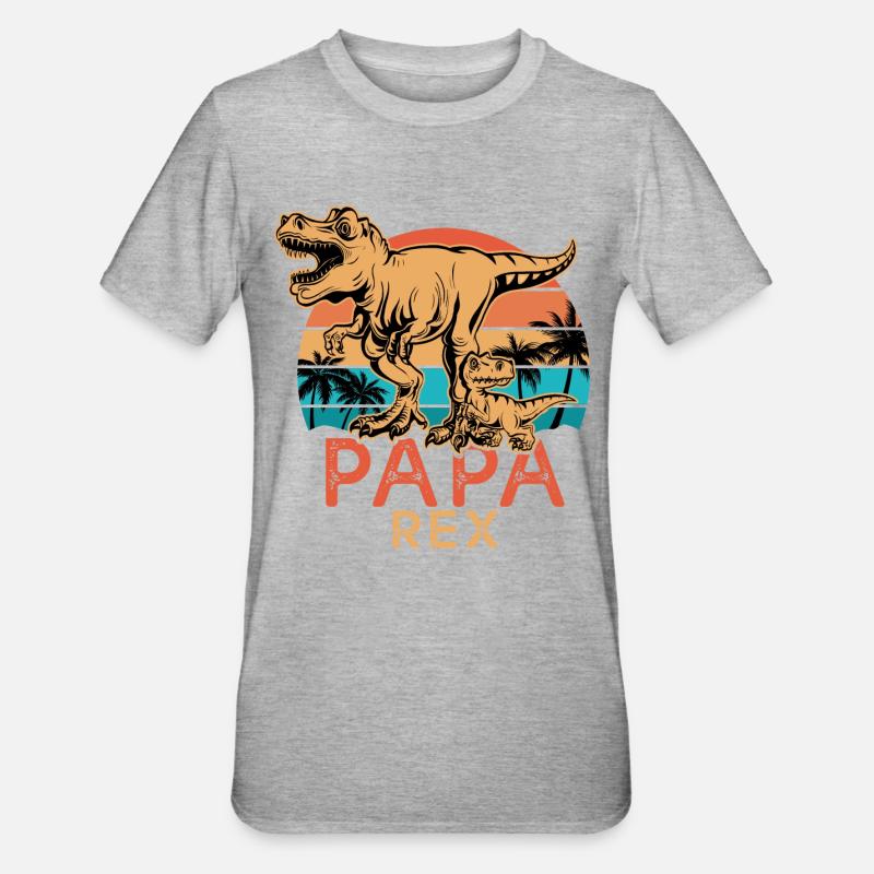 Geschenk dad t rex - Unisex Polycotton T-Shirt - Grau meliert