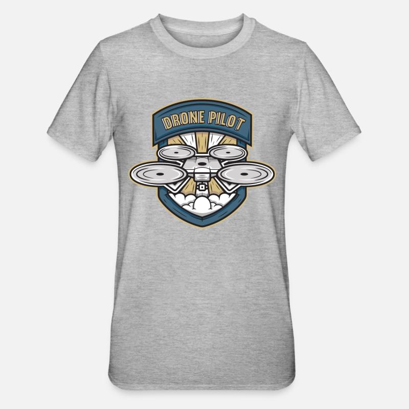 Drone Drone Pilote Drones quadcopter drone - T-shirt polycoton Unisexe - gris chiné
