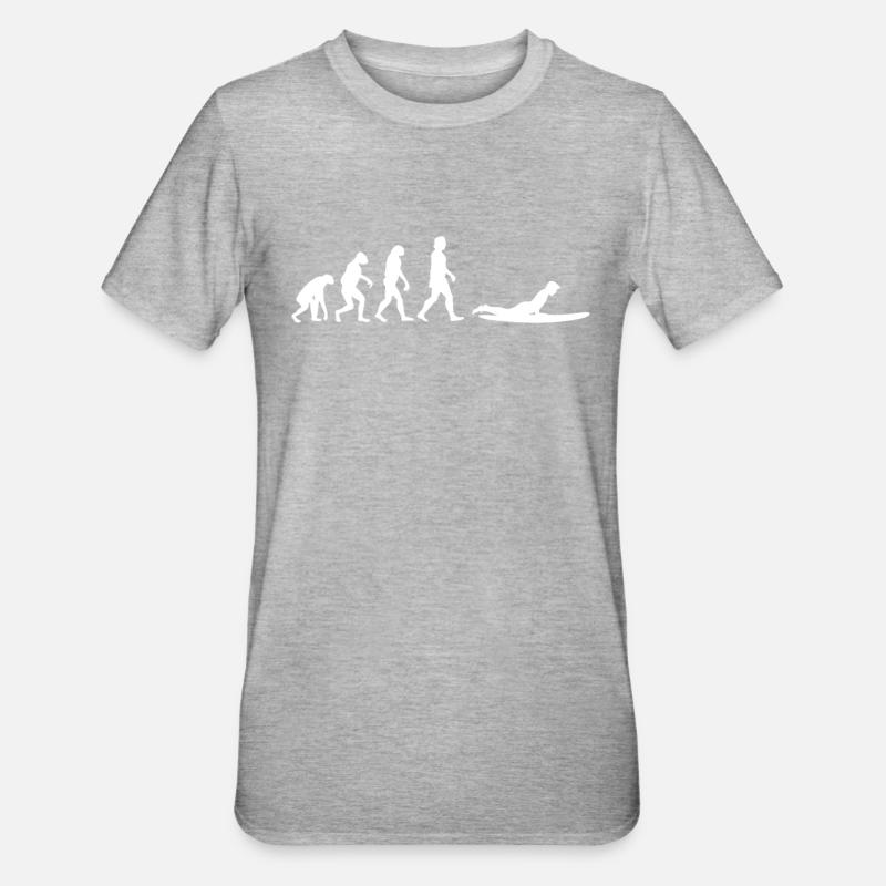 Évolution du surf - T-shirt polycoton Unisexe - gris chiné