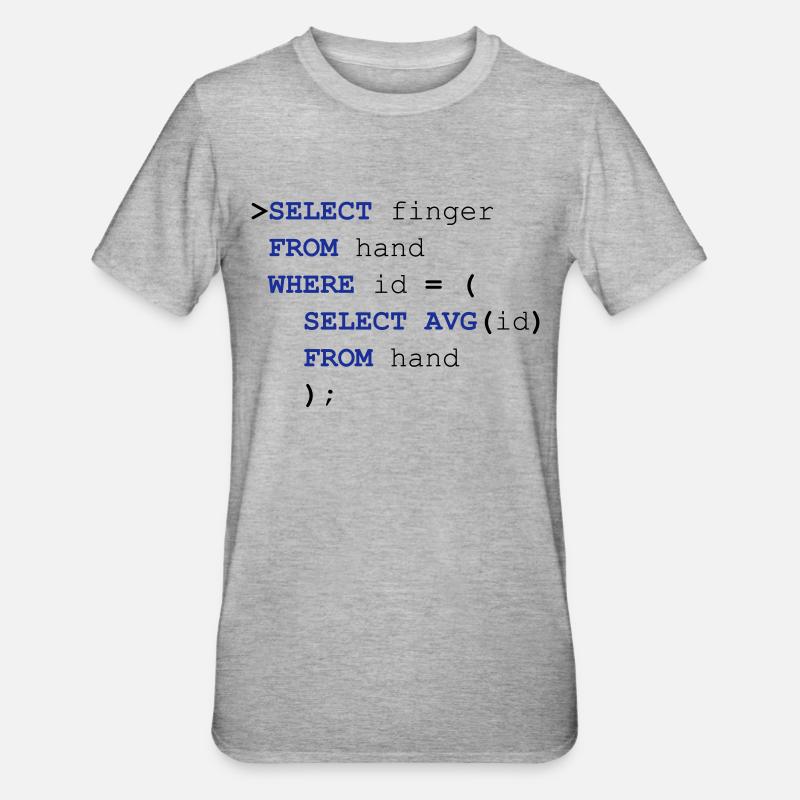 SQL finger - Unisex Polycotton T-Shirt - heather grey