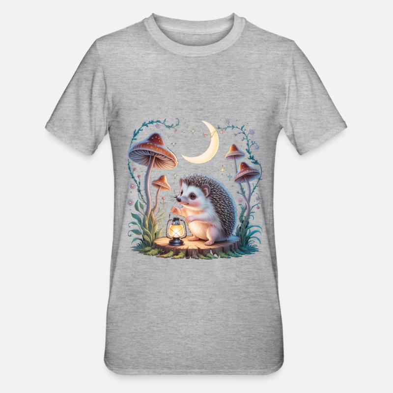 Hérisson mignon Cottagecore - T-shirt polycoton Unisexe - gris chiné