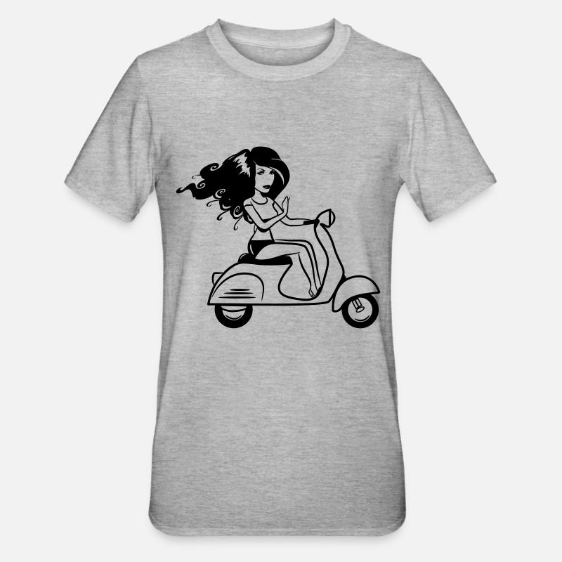 motorroller mädchen sexy - Unisex Polycotton T-Shirt - Grau meliert