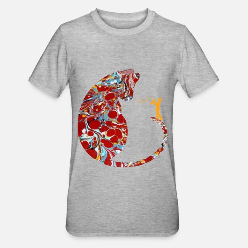 cat with saxophone e 251 - Unisex Polycotton T-Shirt - heather grey