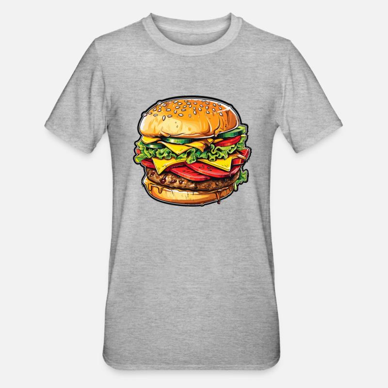 Cheeseburger Euphorie - Unisex Polycotton T-Shirt - Grau meliert