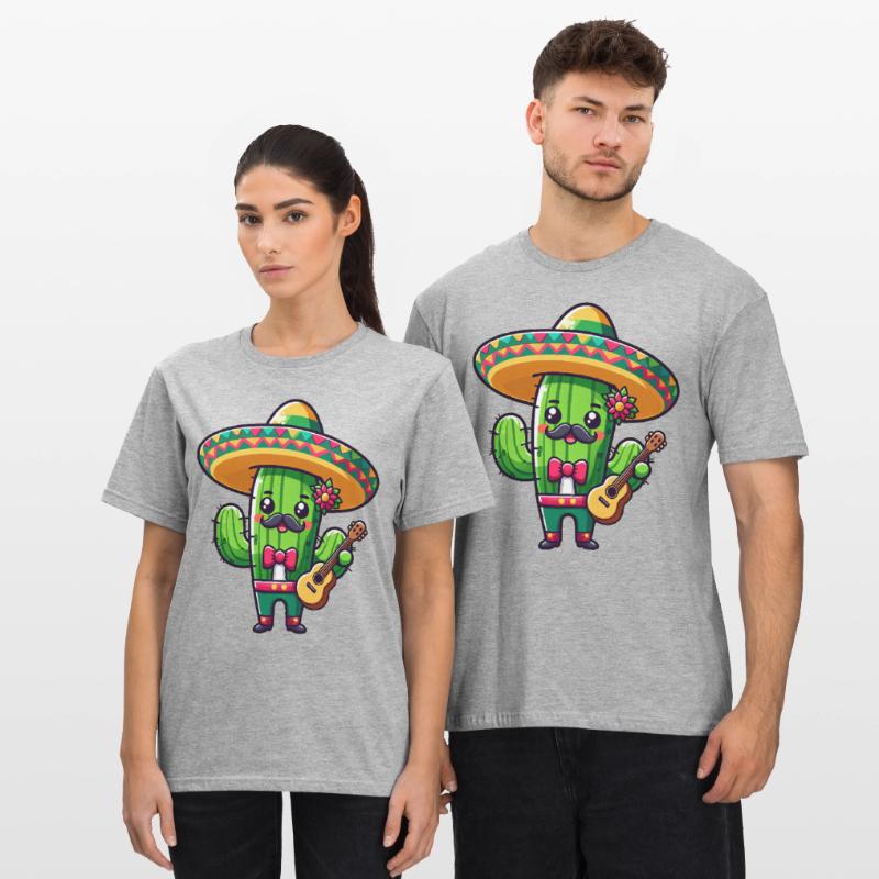 Cinco de Mayo Cactus Mariachi Guitariste T-shirt polycoton Unisexe