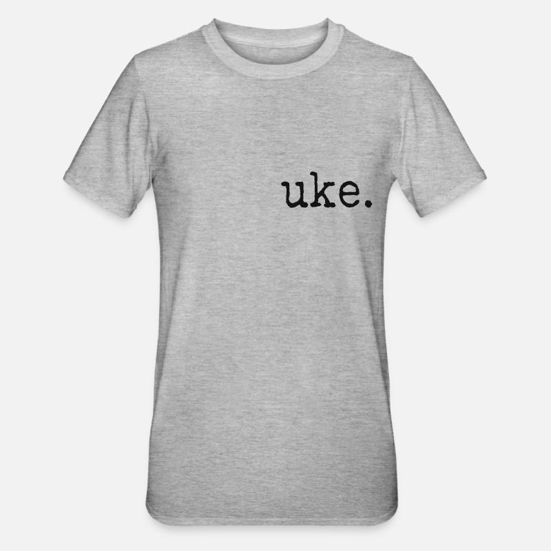 Uke. Retro Typewriter Typography Ukulele - Unisex Polycotton T-Shirt - heather grey